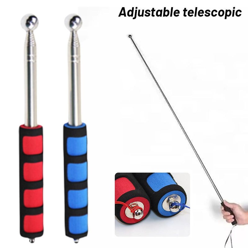 38.58in Self Defence Stick Retractable,Hollowing Drum Hammer Sound Detection Folding Stick,Thickened Telescopic Rod Hollowing Detection Hamme,for House Decoration Inspection - Image 2